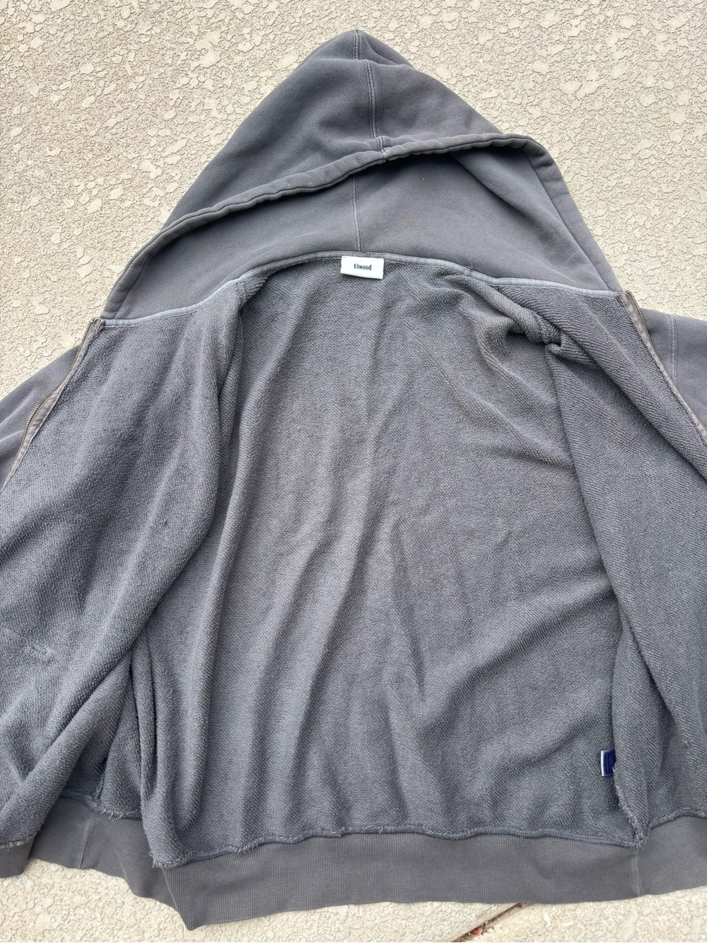 Elwood Core Oversize Terry Full Zip Hoodie Mens Size XXL Organic Cotton Gray - Picture 7 of 7